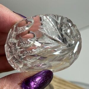 Antique Cut Crystal Open Salt Cellar bowl, Hob-star Pinwheel Fan pattern